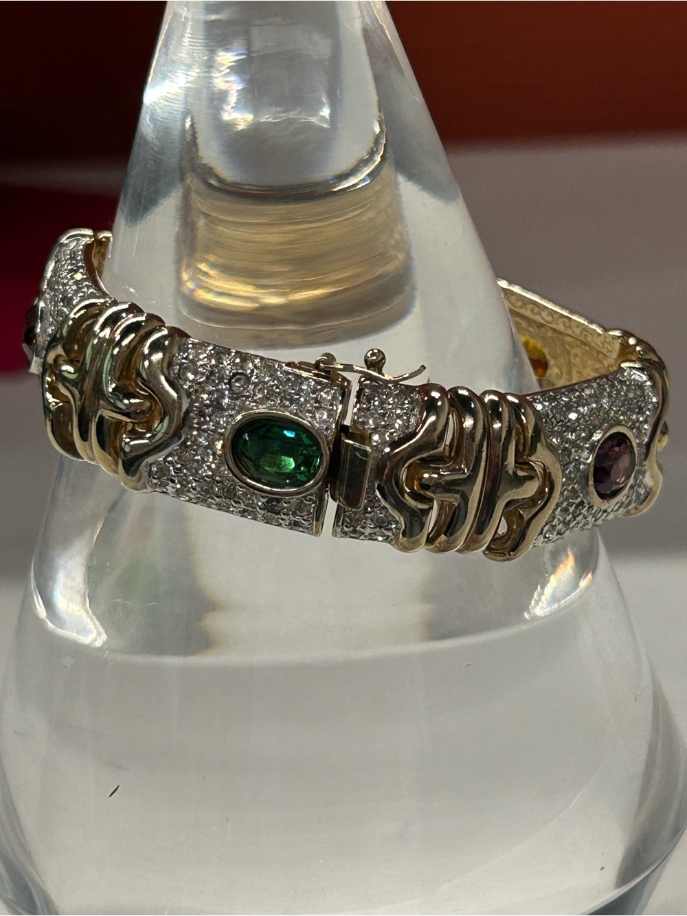 Fabulous!! Vintage couture Panetta rhinestone hinged bangle bracelet